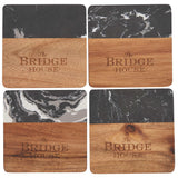 Black Markble Wood Coaster Set of 4