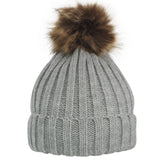 Cable Knit Beanie w/ Removable Pom-Pom