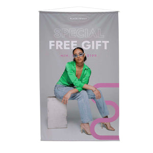 3'W x 5'H Hanging Banner