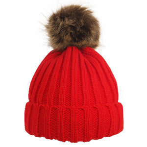 Cable Knit Beanie w/ Removable Pom-Pom