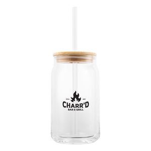 17 oz Soda Lime Glass Can With Bamboo Lid