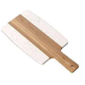 ACACIA WOOD AND FAUX MARBLE CUTTING BOARD