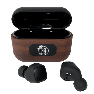 SCX Design® Walnut Wood Wireless Earbuds & Charging Case w/ Illuminating Logo